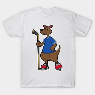 Kangaroo at Ice hockey with Ice hockey stick T-Shirt